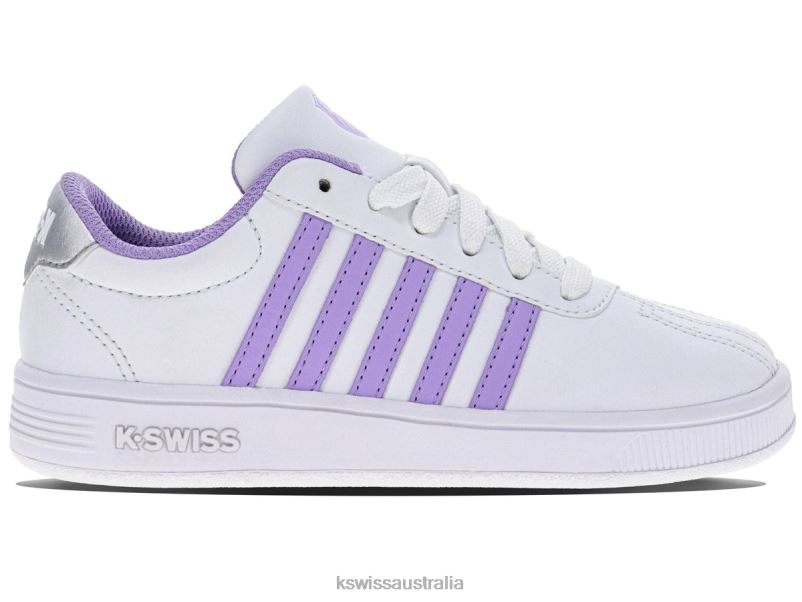 K-Swiss CLASSIC PRO White/Silver/Purple Rose Kids Footwear V8JJT600