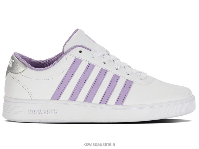 K-Swiss CLASSIC PRO White/Silver/Purple Rose Kids Footwear V8JJT603
