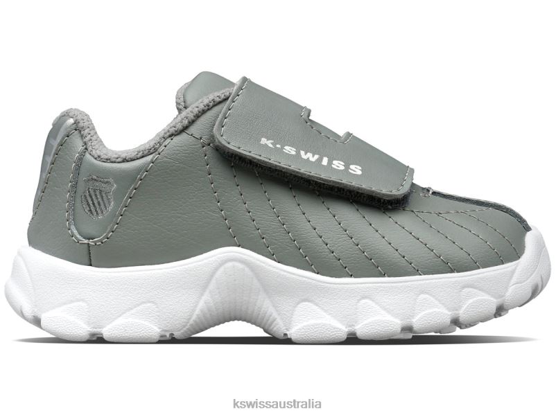 K-Swiss ST329 STRAP Neutral Gray/Silver Kids Footwear V8JJT610