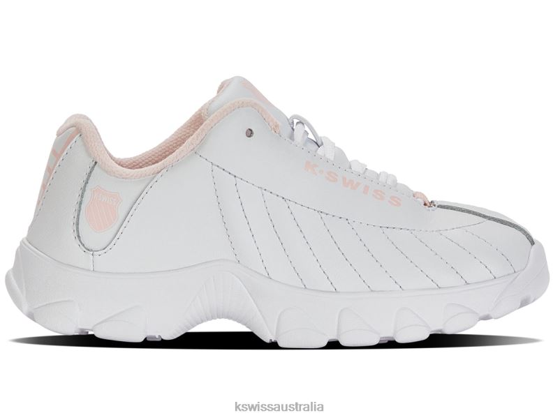 K-Swiss ST329 White/Heavenly Pink Kids Footwear V8JJT595
