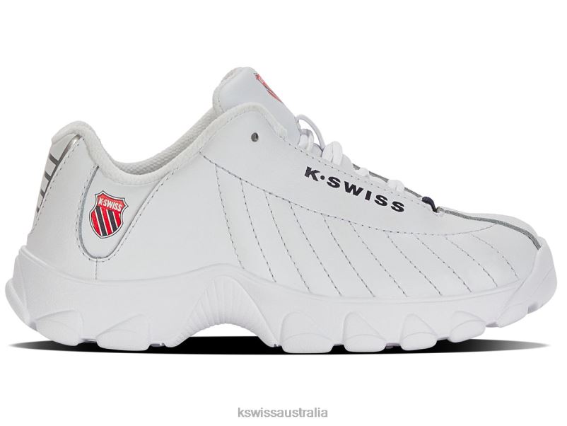 K-Swiss ST329 White/Navy/Red Kids Footwear V8JJT612