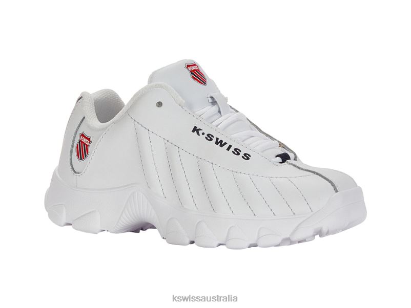 K-Swiss ST329 White/Navy/Red Kids Footwear V8JJT612