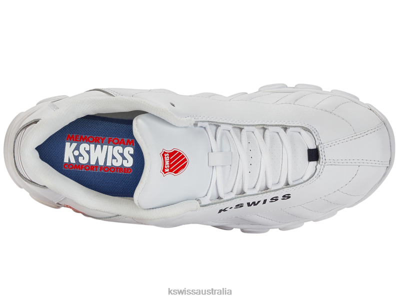K-Swiss ST329 White/Navy/Red Kids Footwear V8JJT617