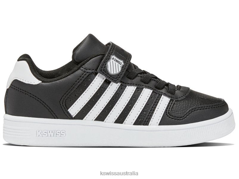 K-Swiss COURT PALISADES STRAP Black/White Kids Sale V8JJT629
