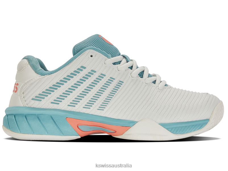 K-Swiss HYPERCOURT EXPRESS 2 Blanc De Blanc/Nile Blue/Desert Flower Kids Tennis V8JJT420