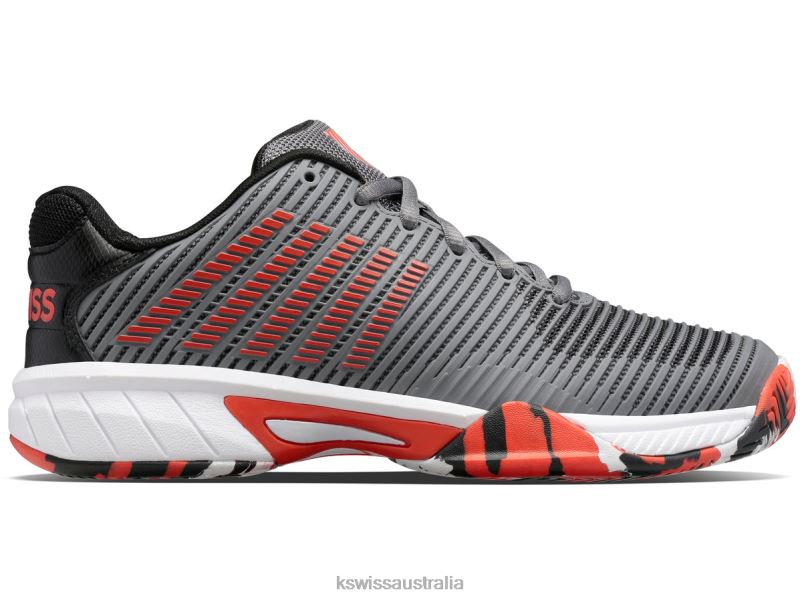 K-Swiss HYPERCOURT EXPRESS 2 Steel Gray/Jet Black/Spicy Orange Kids Tennis V8JJT414
