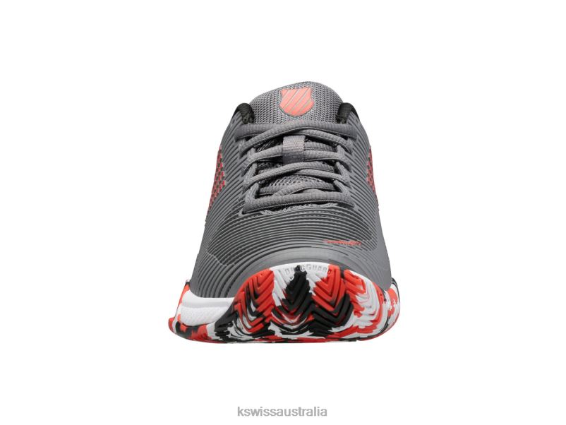 K-Swiss HYPERCOURT EXPRESS 2 Steel Gray/Jet Black/Spicy Orange Kids Tennis V8JJT414