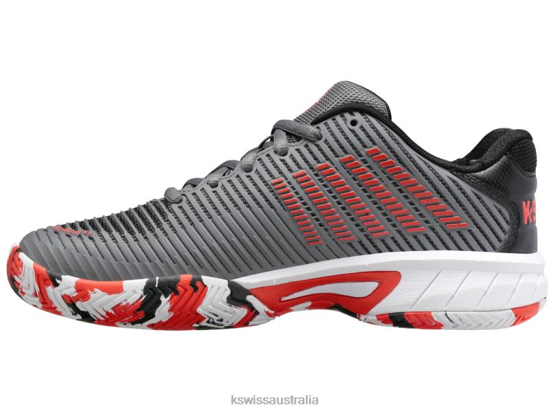 K-Swiss HYPERCOURT EXPRESS 2 Steel Gray/Jet Black/Spicy Orange Kids Tennis V8JJT414