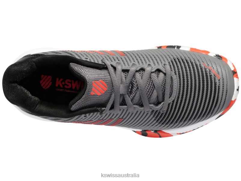K-Swiss HYPERCOURT EXPRESS 2 Steel Gray/Jet Black/Spicy Orange Kids Tennis V8JJT414