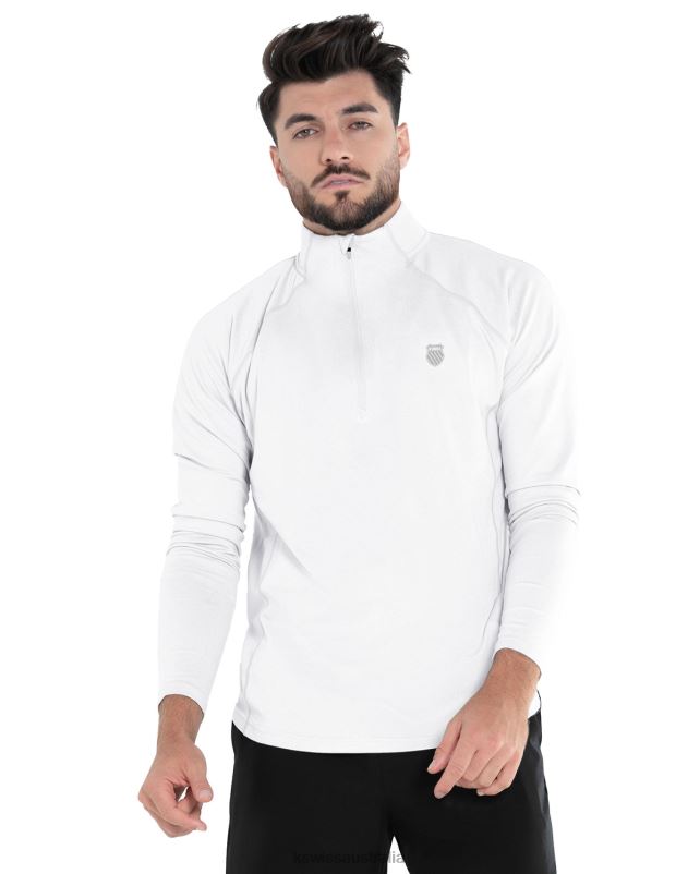 K-Swiss 1/4 ZIP L/S White Men Apparel V8JJT494