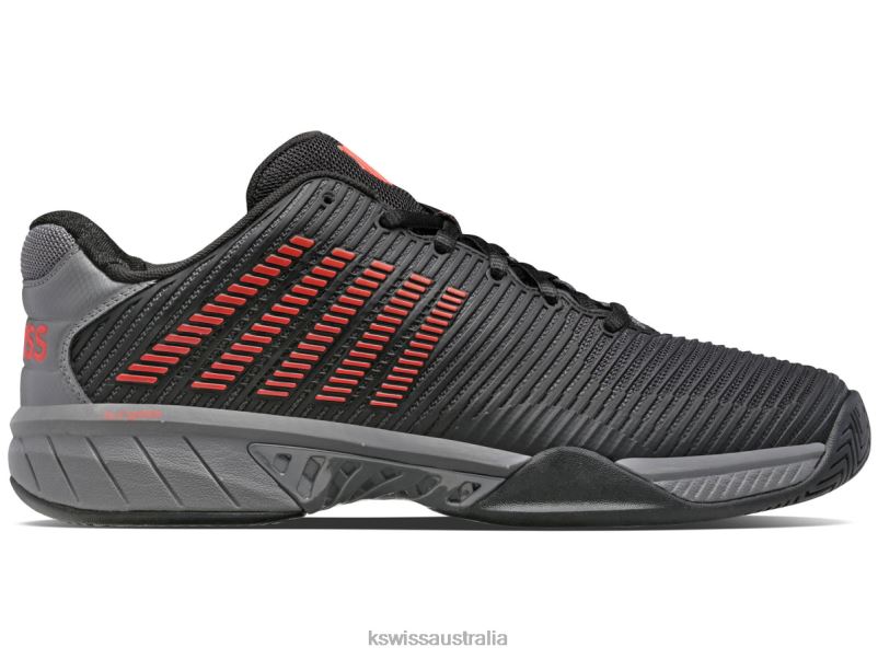 K-Swiss HYPERCOURT EXPRESS 2-2E Jet Black/Steel Gray/Spicy Orange Men Lifestyle V8JJT447