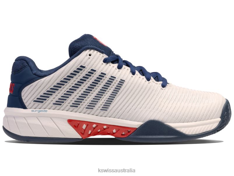 K-Swiss HYPERCOURT EXPRESS 2 Blanc De Blanc/Blue Opal/Lollipop Men Shoes V8JJT7