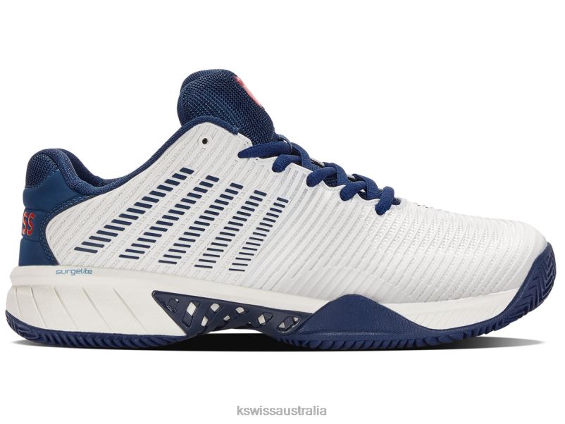 K-Swiss HYPERCOURT EXPRESS 2 HB Blanc De Blanc/Blue Opal/Lollipop Men Shoes V8JJT11