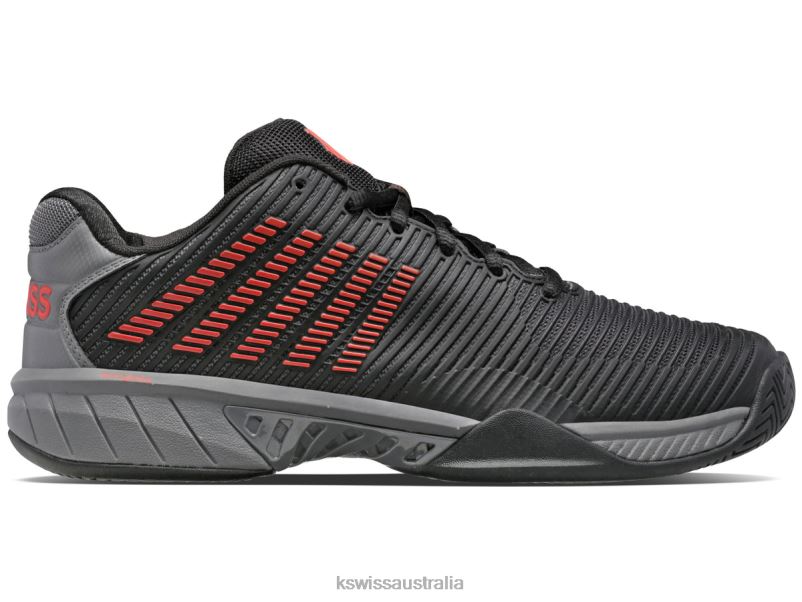 K-Swiss HYPERCOURT EXPRESS 2 Jet Black/Steel Gray/Spicy Orange Men Shoes V8JJT1