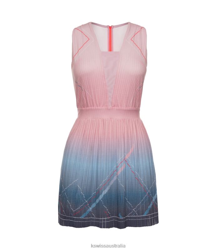 K-Swiss DEEP V PLEATED DRESS Silverlake Blue Women Apparel V8JJT576