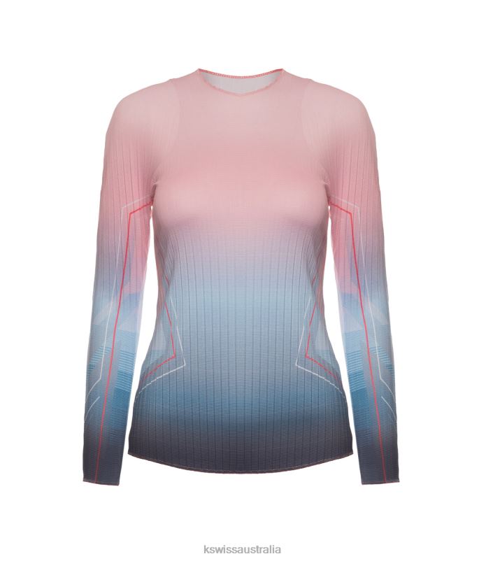 K-Swiss PLEATED L/S CREW Silverlake Blue Women Apparel V8JJT577
