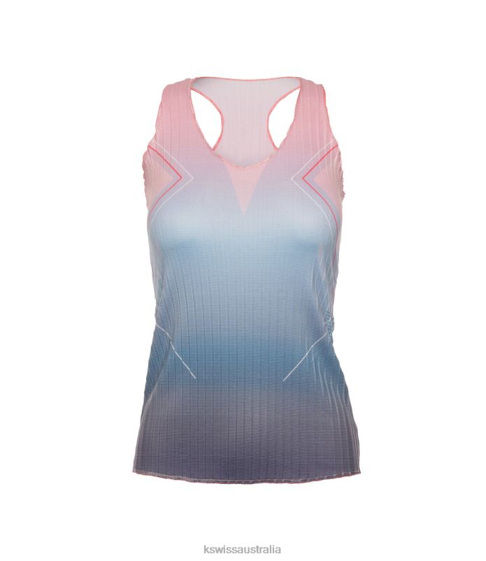 K-Swiss PLEATED V-NECK TANK Silverlake Blue Women Apparel V8JJT570