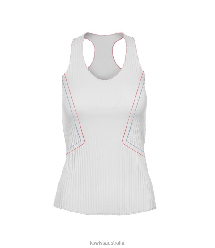 K-Swiss PLEATED V-NECK TANK White Women Apparel V8JJT580