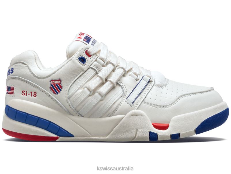 K-Swiss SI-18 INTERNATIONAL Snow White/Sodalite Blue/Salsa Women Shoes V8JJT342