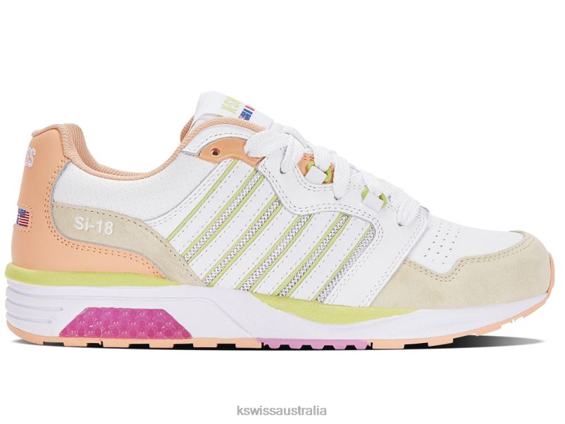 K-Swiss SI-18 RANNELL White/Almost Apricot/Daquiri Green Women Shoes V8JJT278