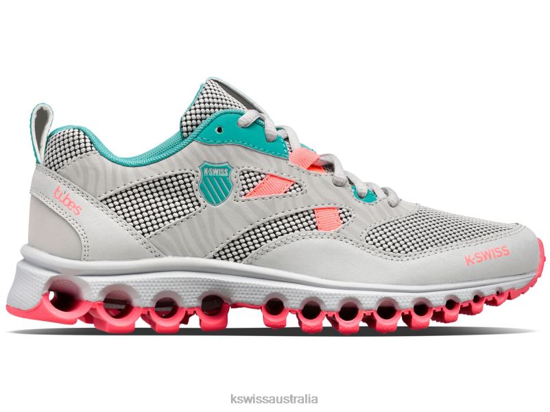 K-Swiss TUBES TRAIL 200 Lunar Rock/Blue Turquoise/Fluo Pink Women Shoes V8JJT348