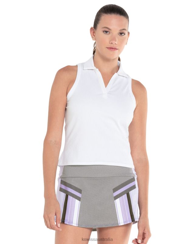 K-Swiss SLEEVELESS RIB POLO White Women Apparel V8JJT385