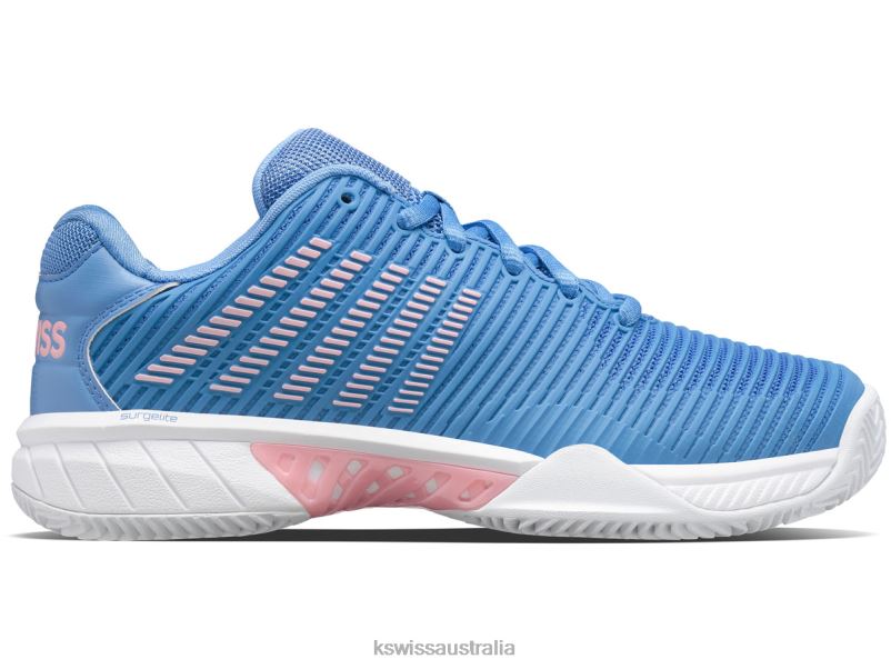 K-Swiss HYPERCOURT EXPRESS 2 HB Silver Lake Blue/White/Orchid Pink Women Shoes V8JJT245